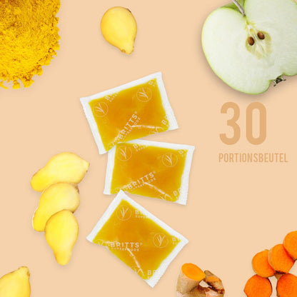 Ingwer und Kurkuma Saft x 30 Sachets - Britt's Superfoods DE